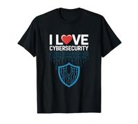I Love Cybersecurity Passion Binary Shield Value Graphic T-Shirt