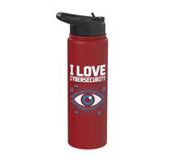 I Love Cybersecurity Tech Enthusiast Stainless Steel Insulated Water Bottle