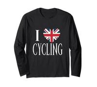 I Love Cycling Great Britain Flag Heart Cyclist Art Long Sleeve T-Shirt