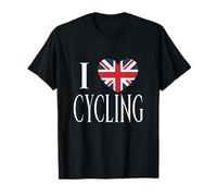 I Love Cycling Great Britain Flag Heart Cyclist Art T-Shirt