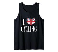 I Love Cycling Great Britain Flag Heart Cyclist Art Tank Top