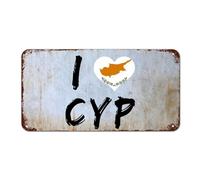 I Love Cyprus Metal Signs Outdoor Vintage Front Door Signs Cyprus National Flag Wall Decor Country Souvenir Metal Plaque for Cabin Lounge Shop 6x12 Inch