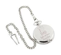 I Love Dad Design Personalised with Date Silver Finish Roman Numerals Pocket Watch Presented in a Gift Box