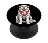 I Love Dad Great Pyrenees Lover Dog Father's Day PopSockets Adhesive PopGrip