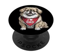 I Love Dad Pekingese Lover Dog Father's Day PopSockets Adhesive PopGrip
