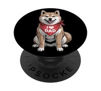 I Love Dad Shiba Inu Lover Dog Father's Day PopSockets Adhesive PopGrip