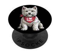 I Love Dad West Highland White Terrier Lover Dog Fathers Day PopSockets Adhesive PopGrip