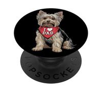 I Love Dad Yorkshire Terrier Lover Dog Father's Day PopSockets Adhesive PopGrip