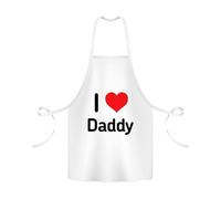 I Love Daddy, Father's Day Gift, Baker BBQ Kitchen Chef Apron (Adult White Apron)