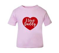 I Love Daddy (Retro Heart Style Statement) Short Sleeve Cotton Toddler t Shirt, 2-3 Years, Pastel Pink