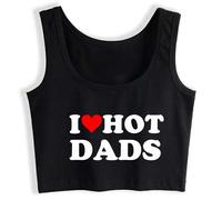 I Love Dads Funny Hot Dad Cotton Crop Top Sleeveless Top Vest Gril Woman