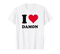 I Love Damon Value Graphic T-Shirt, Men, White, L