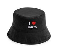 I Love Darts Bucket Hat | Embroidered Unisex Sun Hat for Pub Games Enthusiasts Black
