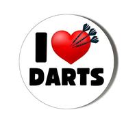 I Love Darts - White Background - 6 x 70mm (2.7 inches) Stickers