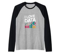 I Love Data Analytics Graphs Charts Raglan Baseball Tee
