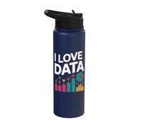 I Love Data Analytics Graphs Charts Stainless Steel Insulated Water Bottle