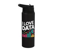I Love Data Analytics Graphs Charts Stainless Steel Insulated Water Bottle