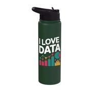 I Love Data Analytics Graphs Charts Stainless Steel Insulated Water Bottle