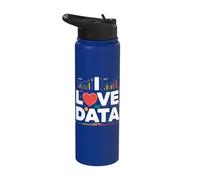 I Love Data Analytics Graphs Trends Stainless Steel Insulated Water Bottle