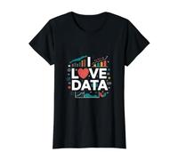 I Love Data Analytics Visual Enthusiast Value Graphic T-Shirt, Women, Black, M
