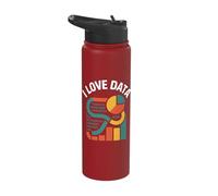 I Love Data Binary Chart Enthusiast Stainless Steel Insulated Water Bottle