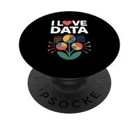 I Love Data Binary Chart Flower Design PopSockets Adhesive PopGrip
