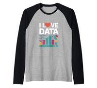 I Love Data Binary Charts Graphs Raglan Baseball Tee
