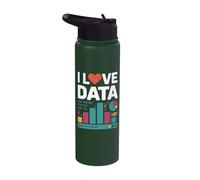 I Love Data Binary Charts Graphs Stainless Steel Insulated Water Bottle