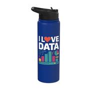I Love Data Binary Charts Graphs Stainless Steel Insulated Water Bottle