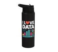 I Love Data Binary Charts Graphs Stainless Steel Insulated Water Bottle