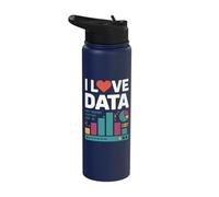 I Love Data Binary Charts Graphs Stainless Steel Insulated Water Bottle
