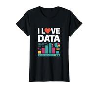 I Love Data Binary Charts Graphs Value Graphic T-Shirt, Women, Black, M