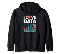 I Love Data Binary Charts Graphs Zip Hoodie