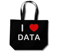 I Love Data - Black Cotton Shopping Bag