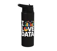 I Love Data Charts Graphs Enthusiast Stainless Steel Insulated Water Bottle