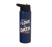 I Love Data Enthusiast Humor Graphic Stainless Steel Insulated Water Bottle