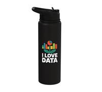 I Love Data Enthusiast Statement Stainless Steel Insulated Water Bottle