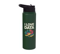 I Love Data Graphs Charts Enthusiast Stainless Steel Insulated Water Bottle