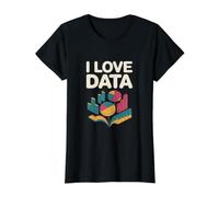 I Love Data Graphs Charts Enthusiast Value Graphic T-Shirt, Women, Black, XL