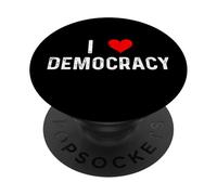 I Love Democracy - Heart - Distressed Democrats Republicans PopSockets Adhesive PopGrip