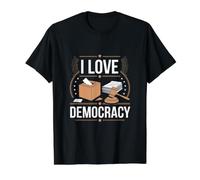 I Love Democracy Political Enthusiast Statement Value Graphic T-Shirt, Men, Black, L