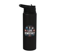 I Love Democracy Vote Freedom Equality Stainless Steel Insulated Water Bottle