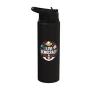 I Love Democracy Voting Eagle Design Stainless Steel Insulated Water Bottle