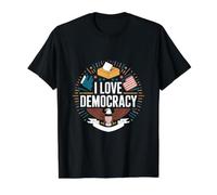 I Love Democracy Voting Eagle Design Value Graphic T-Shirt, Men, Black, M