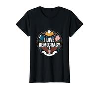 I Love Democracy Voting Eagle Design Value Graphic T-Shirt, Women, Black, M