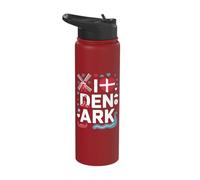I Love Denmark Danish Flag Stainless Steel Insulated Water Bottle