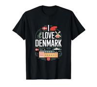I Love Denmark Danish Flags Windmill Icon Value Graphic T-Shirt, Men, Black, S