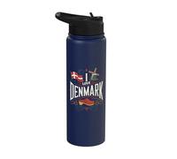 I Love Denmark Flag Windmill Clogs Stainless Steel Insulated Water Bottle