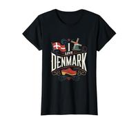 I Love Denmark Flag Windmill Clogs Value Graphic T-Shirt, Women, Black, M