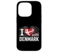 I Love Denmark Heart Flag Houses Case for iPhone 14 Pro